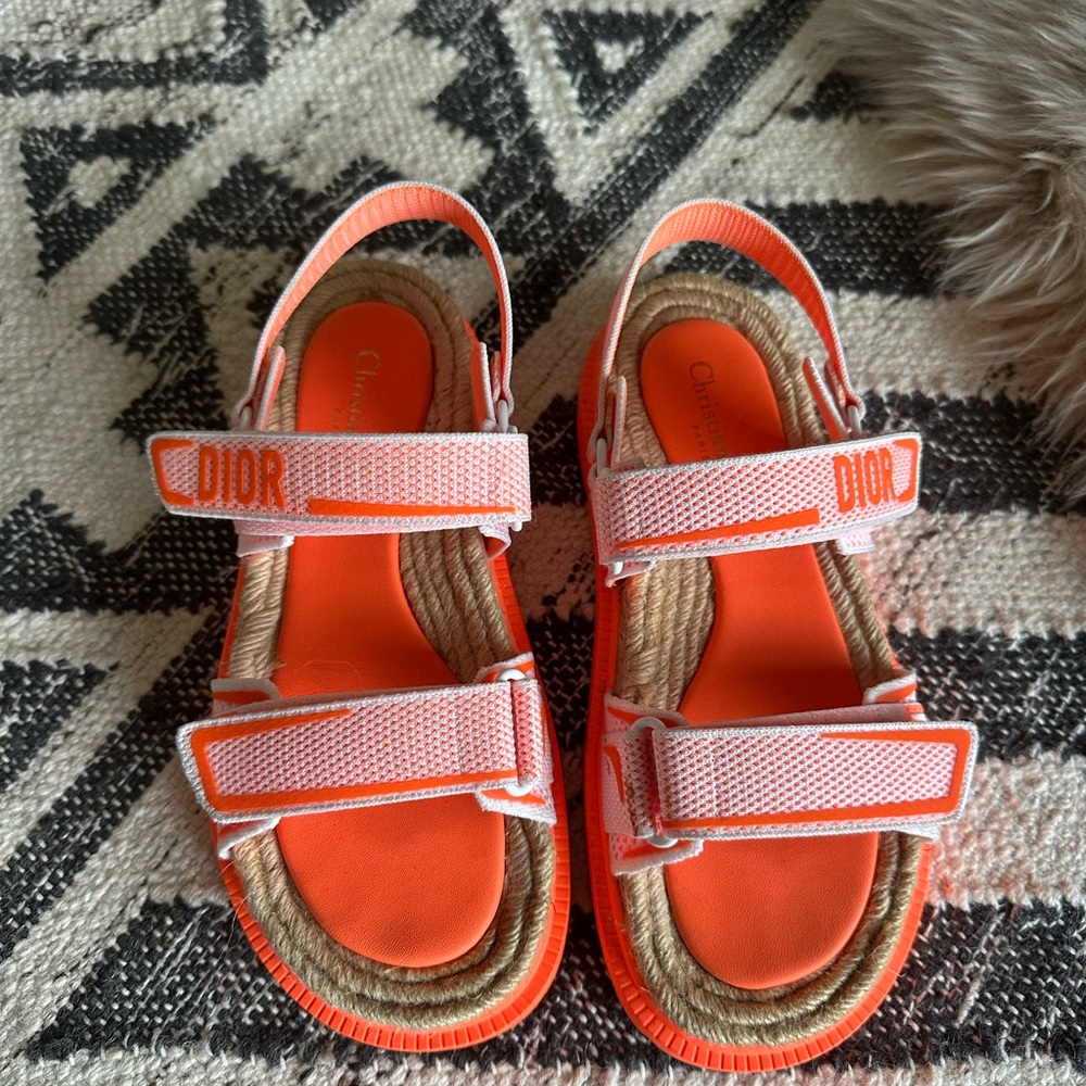 Dior Vibrant Orange and White Sandals - Picture 2 of 4